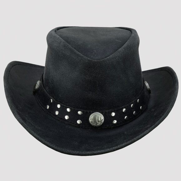 ๐HOST PICK๐ Lesa collection inc Arizona Leather Hat WesternStyle Concho L UNIS - Picture 2 of 8